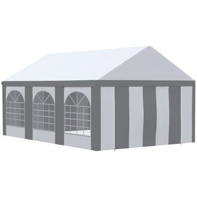 Concow 6 x 4m Galvanised Party Tent Marquee Gazebo with Sides, 6 Windows