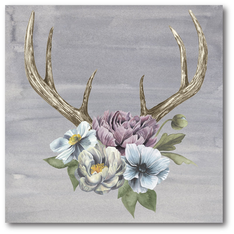 «Antler and Flowers II», impression sur toile tendue