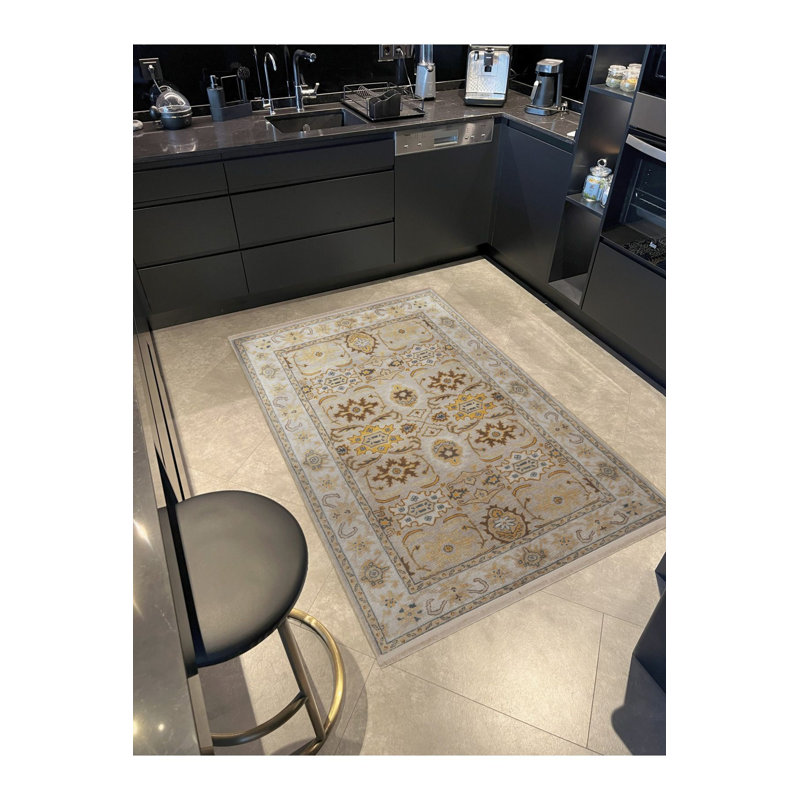 Tapis décoratif traditionnel traditionnel floral traditionnel lavable à la machine, Rectangle 3 pi 11 po x 5 pi 11 po