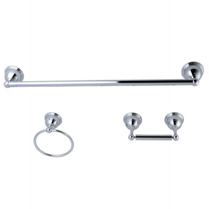 Restoration 3 Piece Bathroom Hardware Set, Polished Chrome