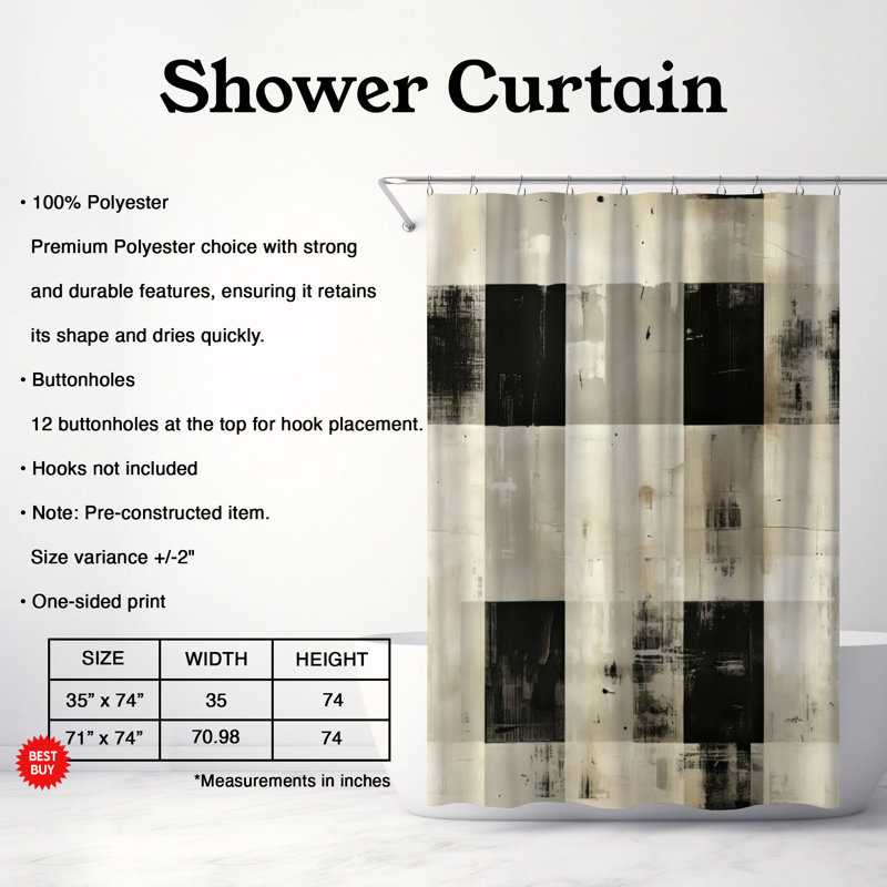 Rideau de douche Tartan Patina - Premium, H 74 po x l 71 po