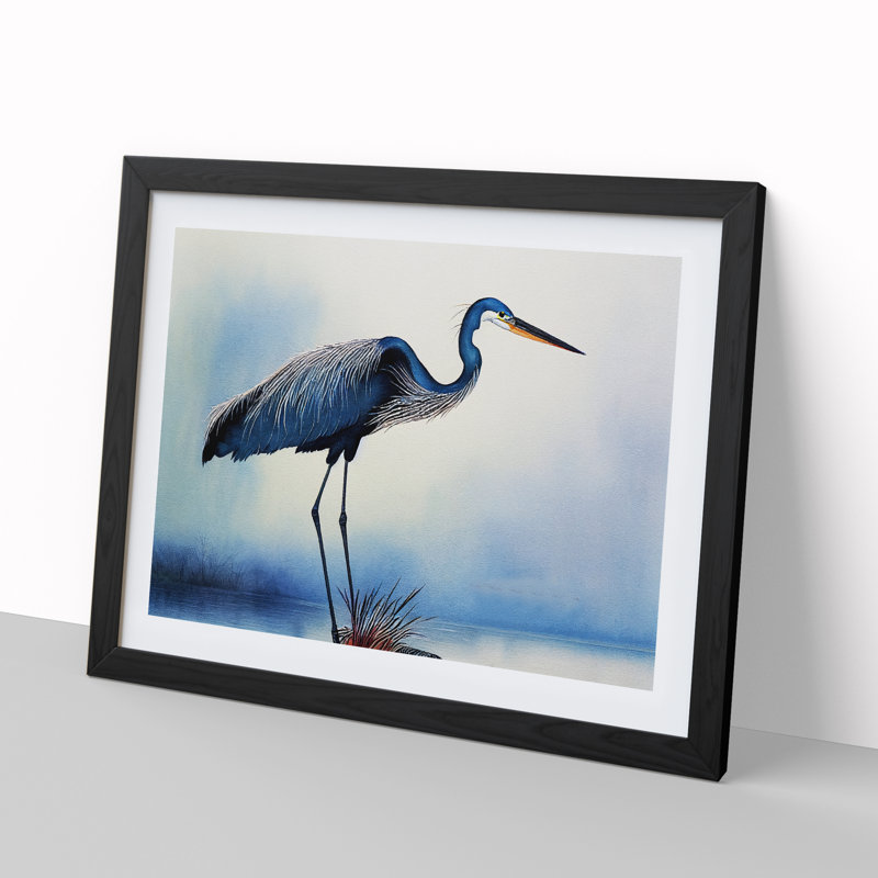 Heron Bird Vol.2 - Single Picture Frame Print, 46cm H x 64cm W x 2cm D, Black