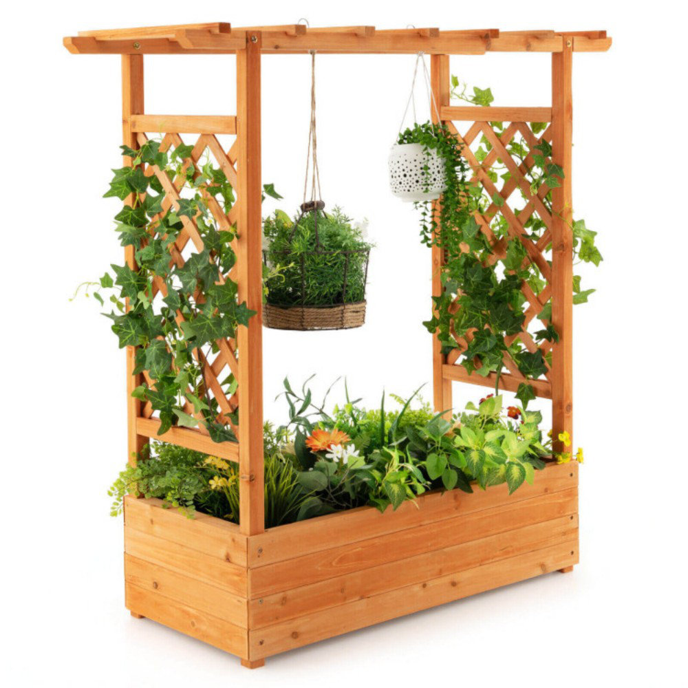 Cerina Wood Elevated Planter with Trellis Red Barrel Studio®