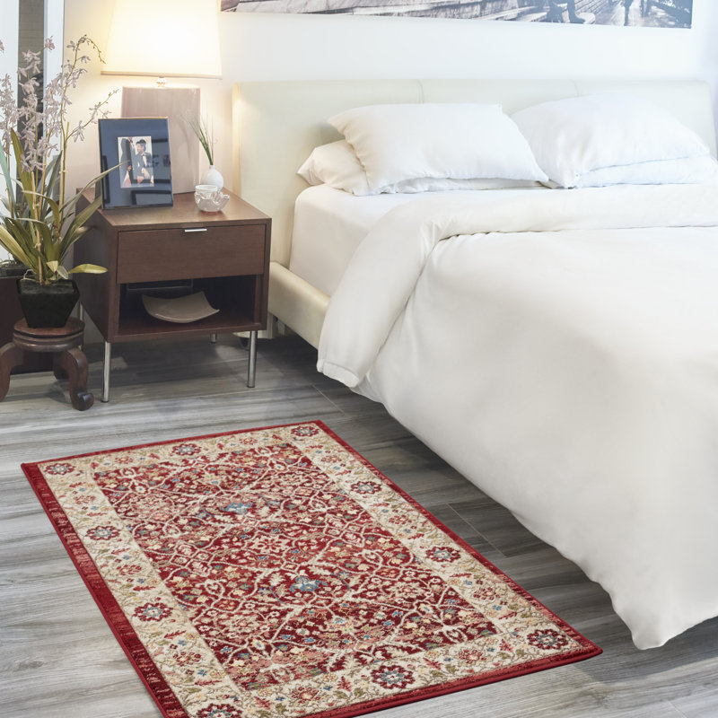 Tapis en polypropylène tissé à la machine en brique / beige, Rectangle 3 pi x 5 pi