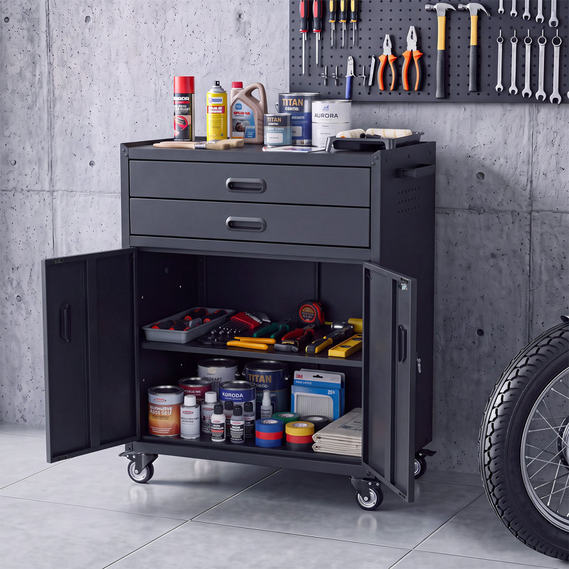 Coffre à outils à 5 tiroirs, armoire de rangement mobile en métal, gris - Gardez tous les outils à portée de main