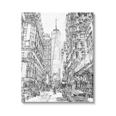 «Urban City Metropolis One World Trade Center» par Melissa Wang - reproduction de dessin sur toile tendue