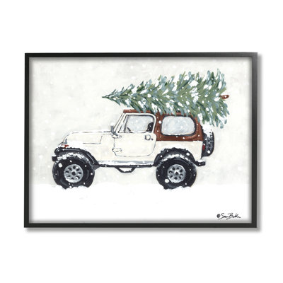 " Snowy White Truck Carrying Fresh Christmas Tree " Acrylic Painting