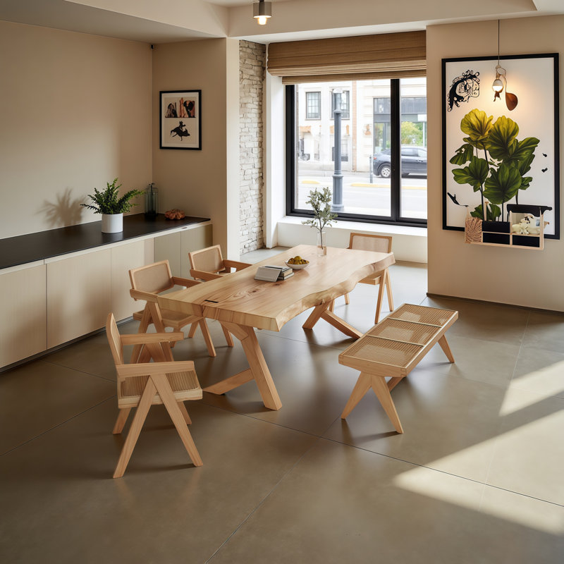 Table de salle à manger en bois massif Free Form Burlywood, H 29,5 po x L 70,9 po x l 27,6 po