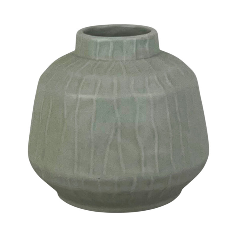 Glazed Pistachio Ceramic Vase 10cm, 14cm H x 11cm W x 11cm D