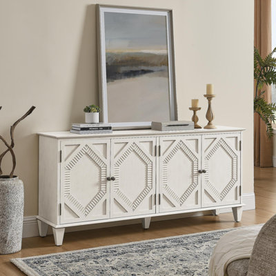 Buffet moderne Mid-Century de 65,2 po avec 4 portes sculptées à la main Rosalind