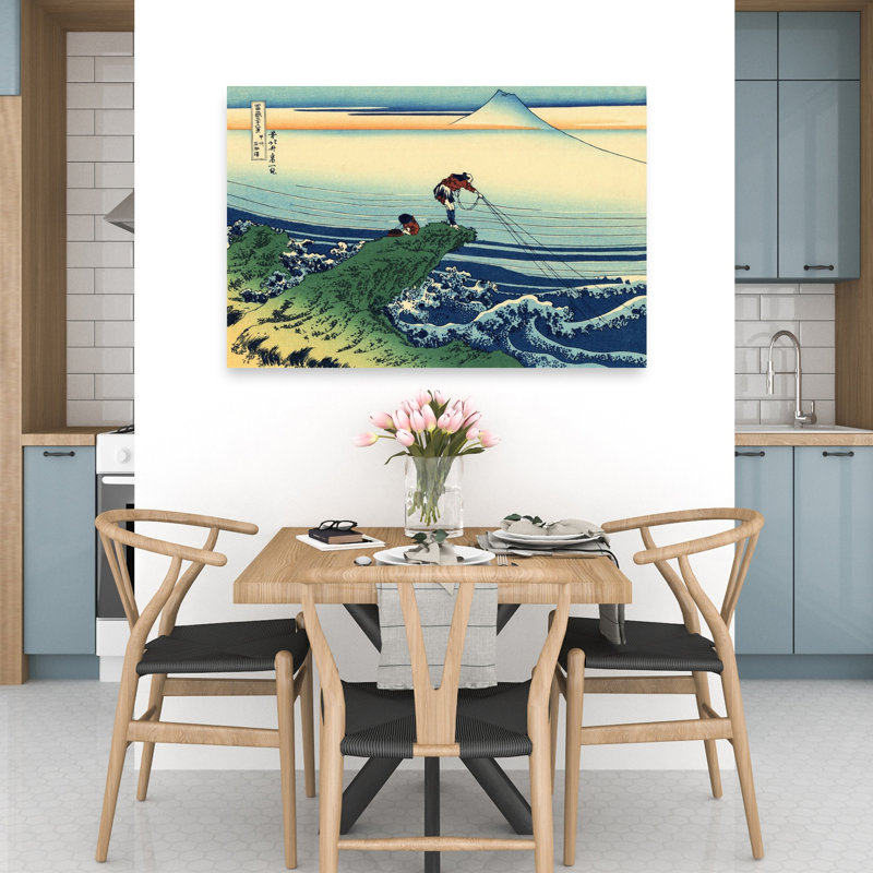 Kajikazawa In Kai Province Classic Traditional Abstract Coastal Landscape Wall Art Print by Katsushika Hokusai - Wrapped Canvas Print