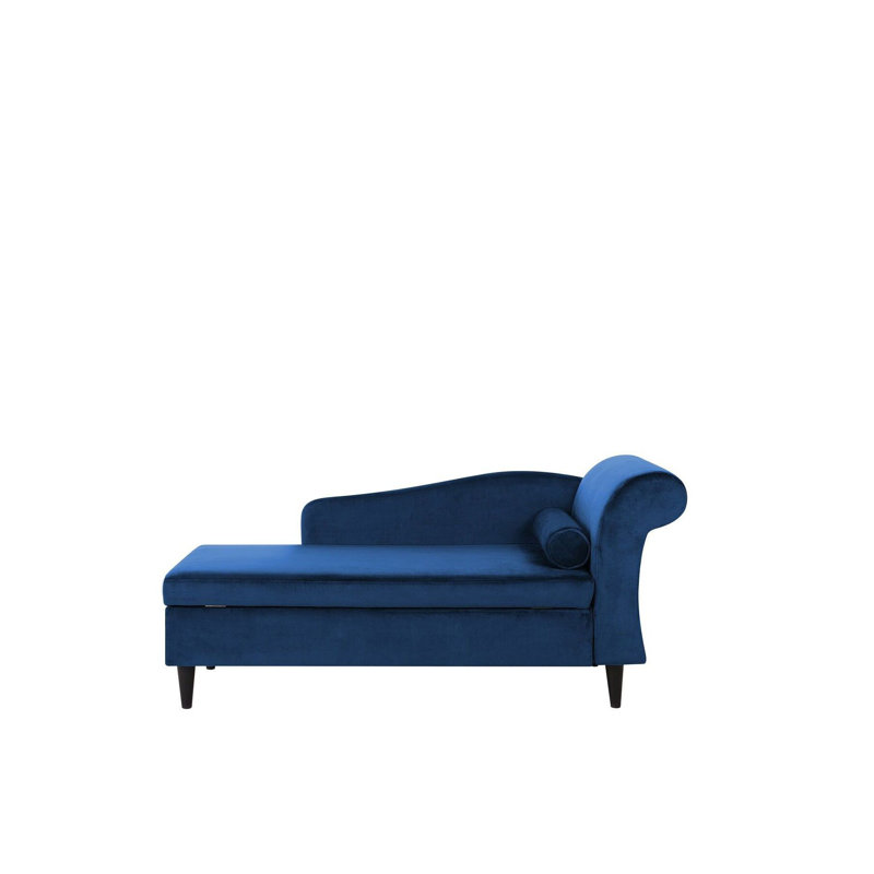 Jahiem Velvet Chaise Lounge, Navy Blue