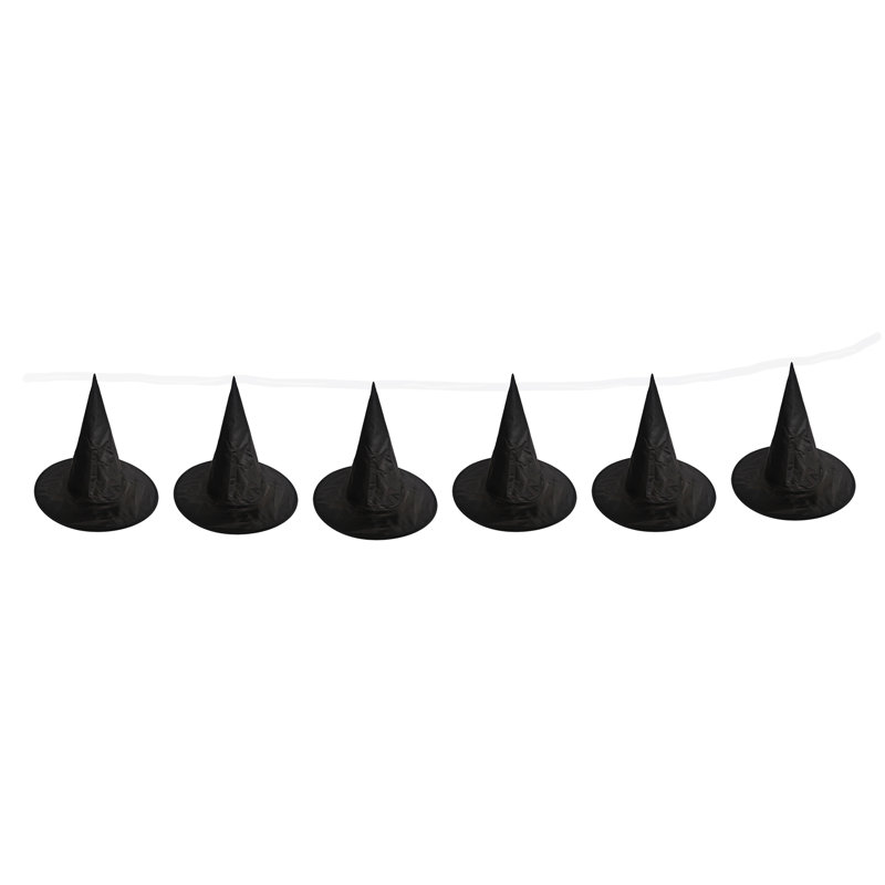 Lot de 6 chapeaux de sorcière noirs suspendus de 38 cm