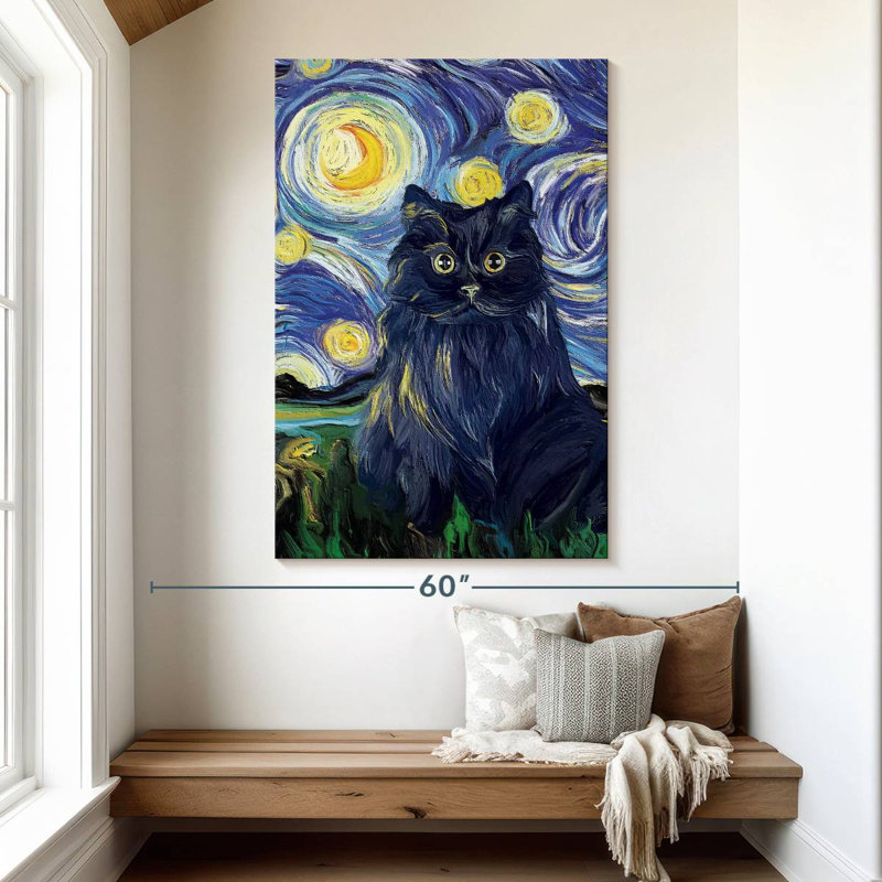 Brampt Abstract Black Cat, 51" H x 34" W