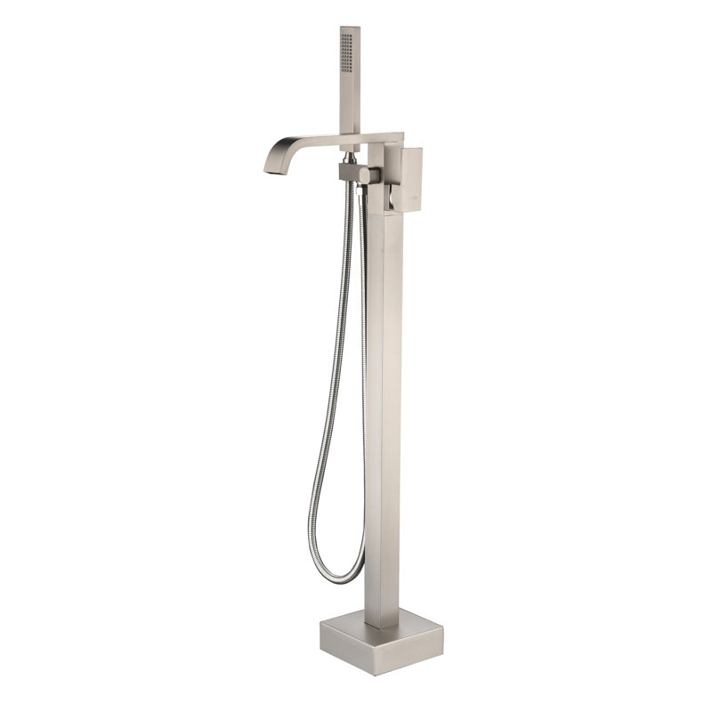 1 Handle Floor Clawfoot Tub Faucet with Diverter, Brushed Nickel