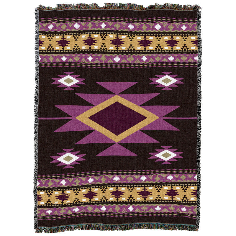 Jeté en coton Pure Country Weavers, Mauve / vert oriental