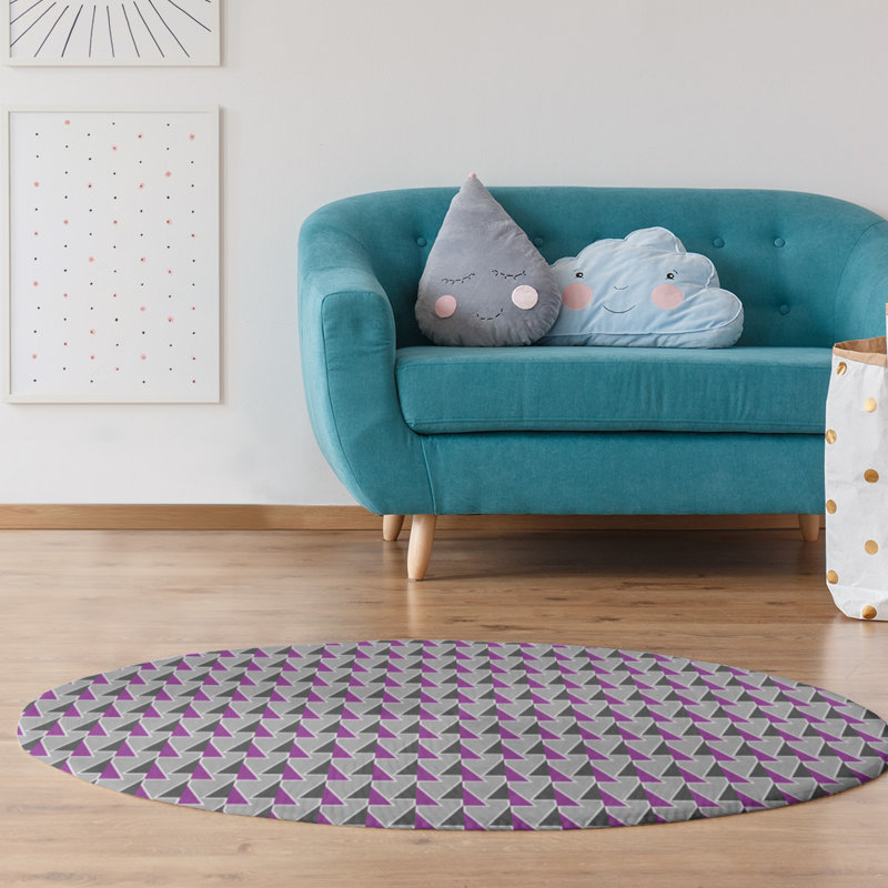 Tapis mauve/gris avec flèches décalées, Rectangle 2 pi x 3 pi