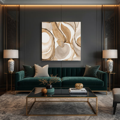 Aquarelle abstraite, art mural sur toile beige