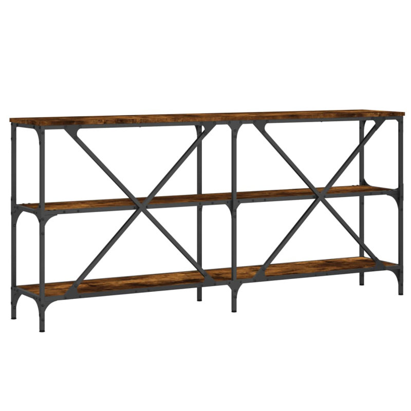Borough Wharf Console Table Engineered Wood And Iron, Brown Oak, 75cm H x 180cm W x 30cm D