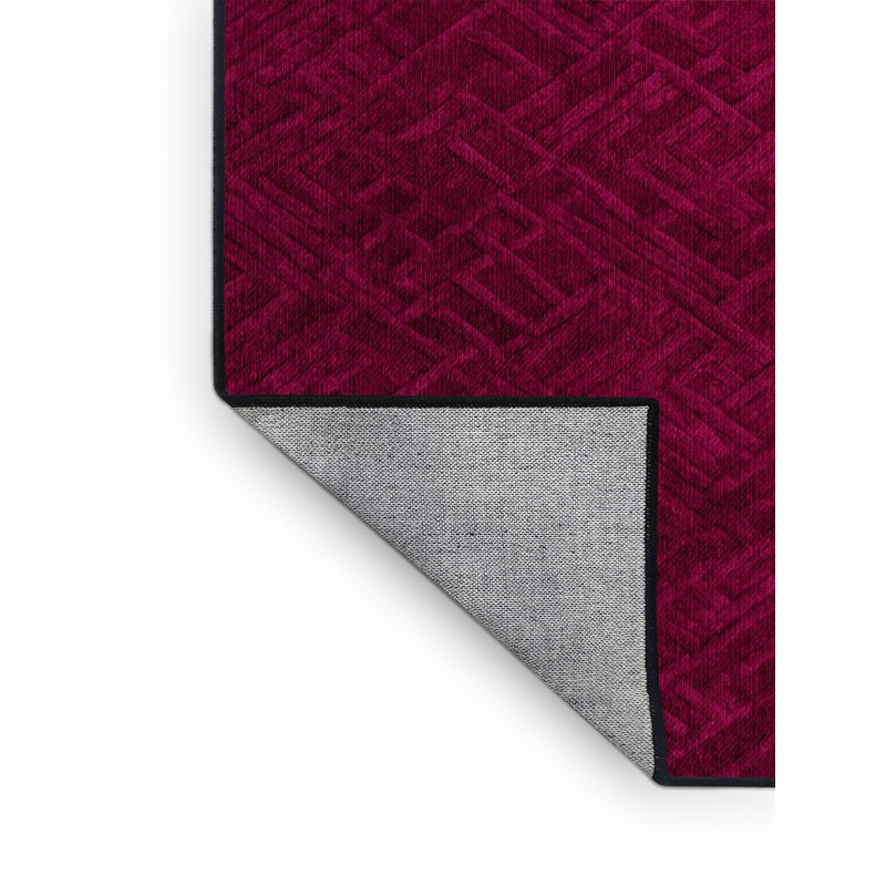Machine Washable Trellis Red Area Rug, Carré 5 pi
