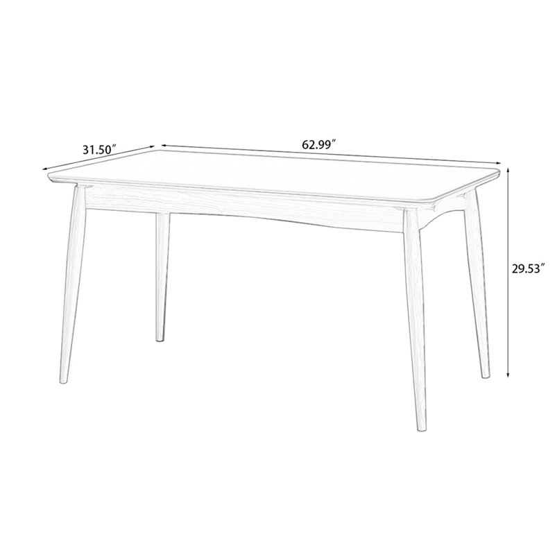 White Rectangular Stone with Solid Dining Table For Dining Room/Kitchen, 29.53"H x 62.99"L x 31.5"W, White