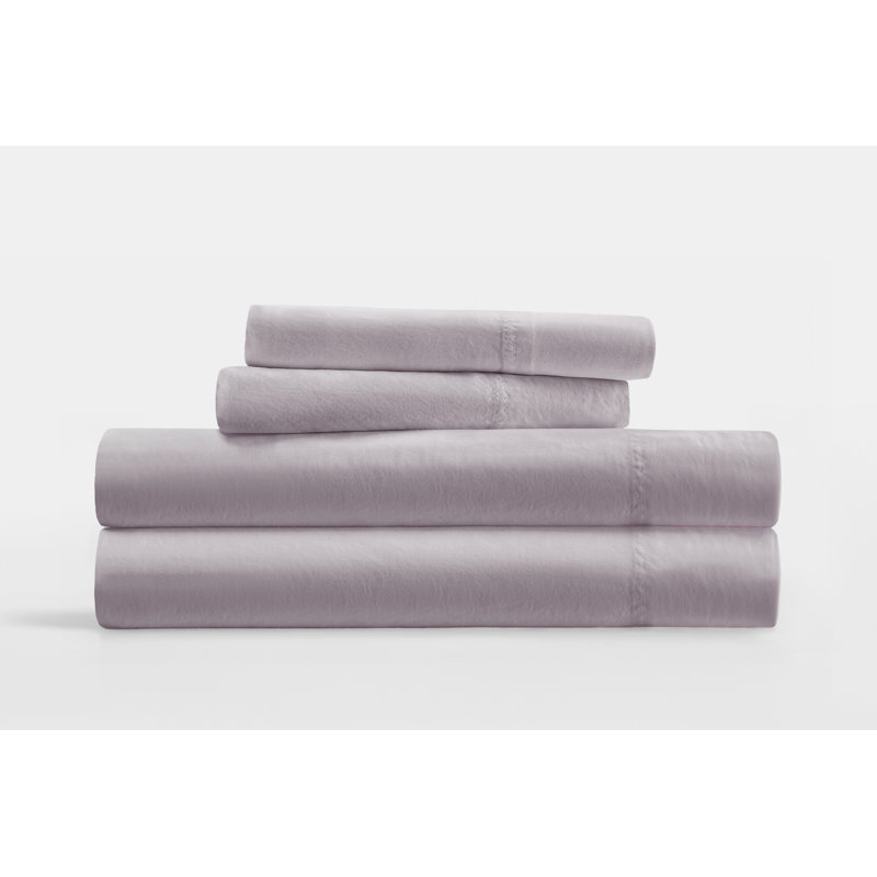 Mauve Full Cotton 4-Piece Solid Sheet Set