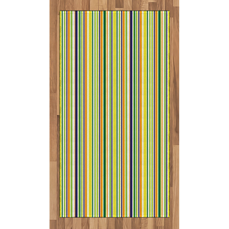 Tapis décoratif rayé en fibre de polyester à haute densité, Rectangle 2 pi 7 po x 5 pi