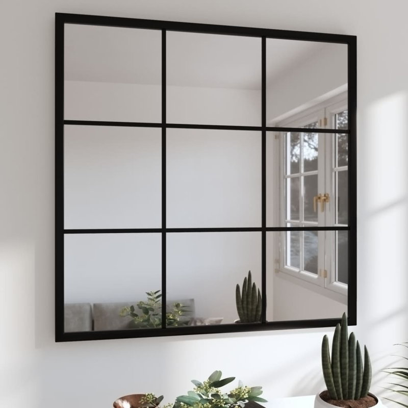 Mikayia Rectangular Metal Wall Mirror, 60cm H x 60cm W