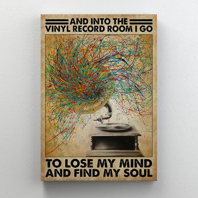 A Magical Vinyl Records Player - Wrapped Canvas Textual Art