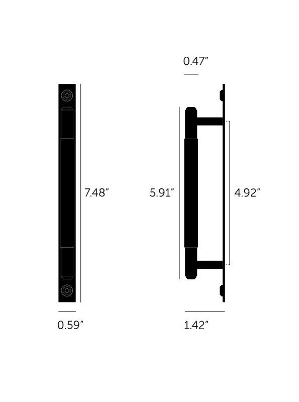Pull Bar / Plate / Linear, 4 3/4", Steel