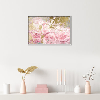 Floral et fleurs de camélias roses et dorées - impression