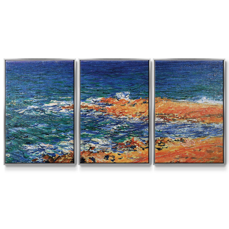 La mer «Big Blue» à Antibes, 1888, reproduction sur toile 3 pièces, H 24 po x l 48 po x P 2 po, Argent