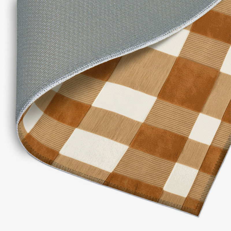 Tapis d'intérieur et d'extérieur à carreaux brun, Rectangulaire 2 pi x 3 pi
