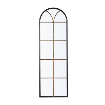 23.5X74.5 Inches Black And Gold Arched Floor Mirror, Enhances Room Brightness, Reflects Clearly Mirror In Gold, 23.5X74.5", Design, Clear Reflection, Ideal For Living Spaces