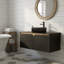 Meuble-lavabo et lavabo, lavabo circulaire en verre noir transparent