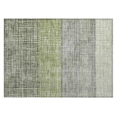 Machine Washable Indoor/Outdoor Xhevrie Aloe Rug