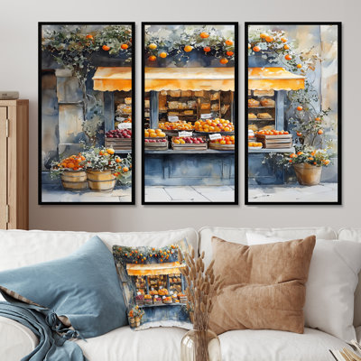 French Cafe In Yellow And Green Tones II - French Cafe Wall Decor Set