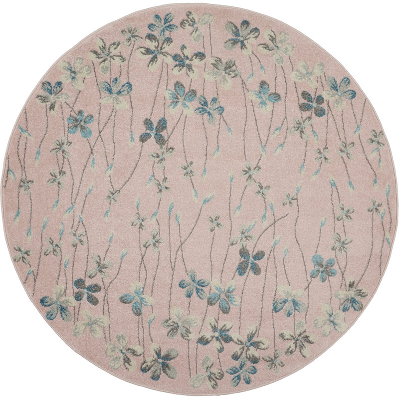 Floral Indoor Rug, Round 5'3"