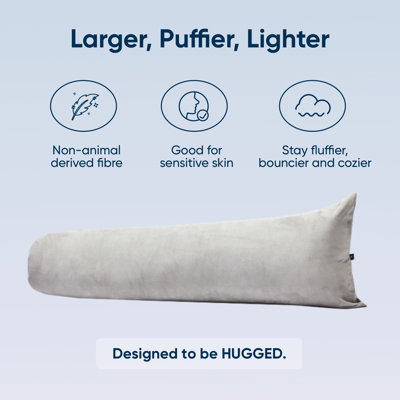 Vesta Hug Body Pillow – Large Cozy Ergonomic Design With Velvety Cover, Ideal For Back, Shoulder & Leg Support, Lumbar, Bolster Or Maternity Pillow (Cloud Grey)