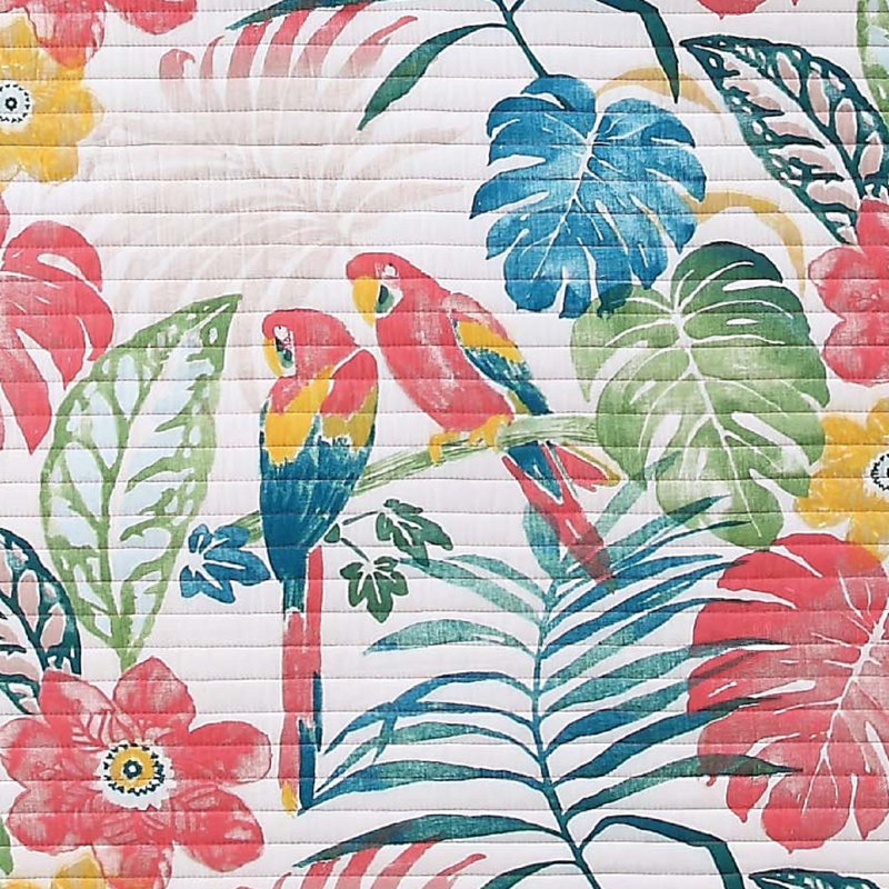 Coco Paradise Coastal Cotton Floral Quilt, King Quilt + 2 Standard Shams