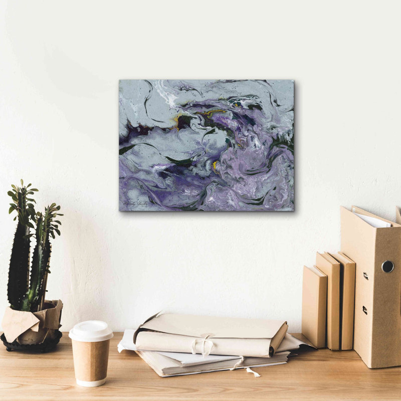 «Abstract in Purple IV» par Cindy Jacobs, art mural sur toile, H 12 po x l 16 po x P 0,75 po