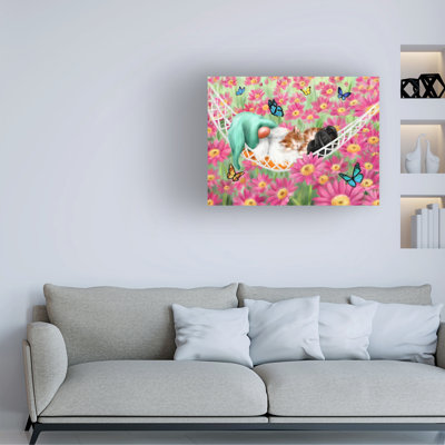 Bolog MAKIKO Gnome With Cat Sleeping Canvas Art