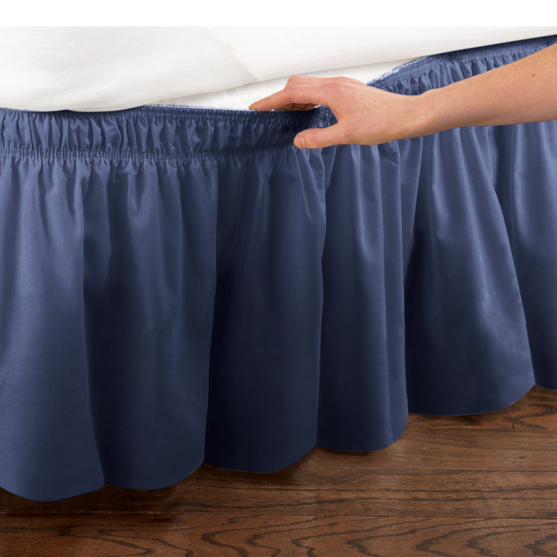 Ruffled Wrap Around Bed Skirt, Navy, Twin