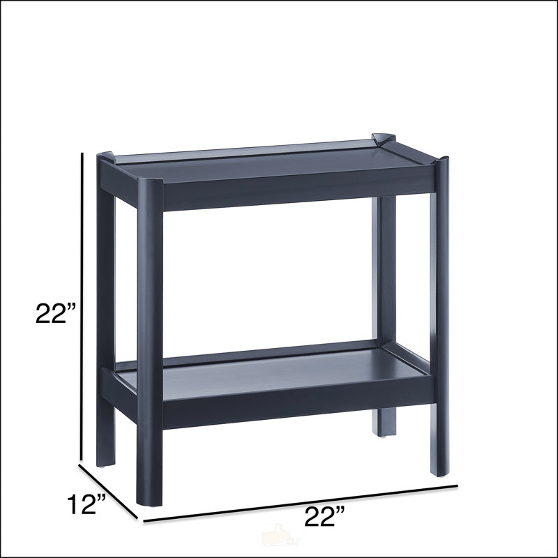Table de chevet Yonda avec deux tablettes spacieuses et des coins arrondis, parfaite pour les chambres à coucher modernes et les solutions de rangement élégantes.