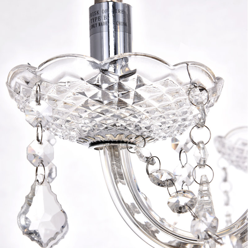 Weekes 4 - Light Glass Dimmable Empire Chandelier, Clear Hand Cut