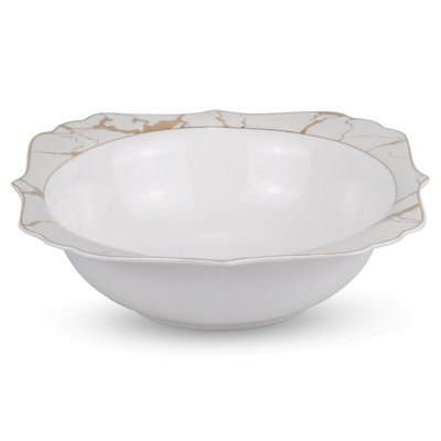 Cream Marble Bone China Salad Bowl 9"