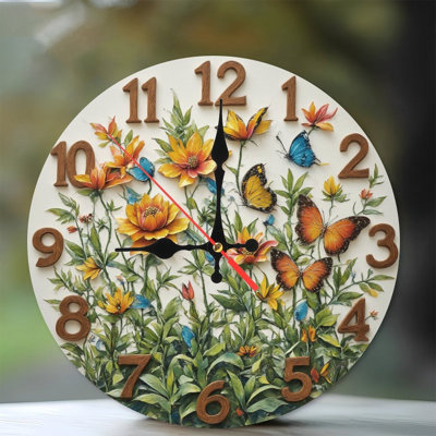 Clock Face With Flowers Butterflies