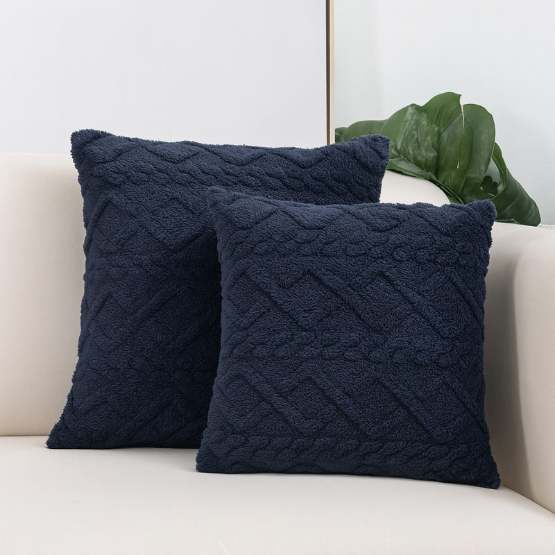 Set of 2 Raised Geometric Pattern Throw Pillows with INSERTs size 18"x18"