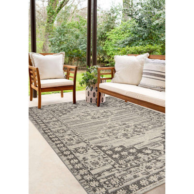 Magel Machine Woven Performance Area Rug - Heriz, Grey