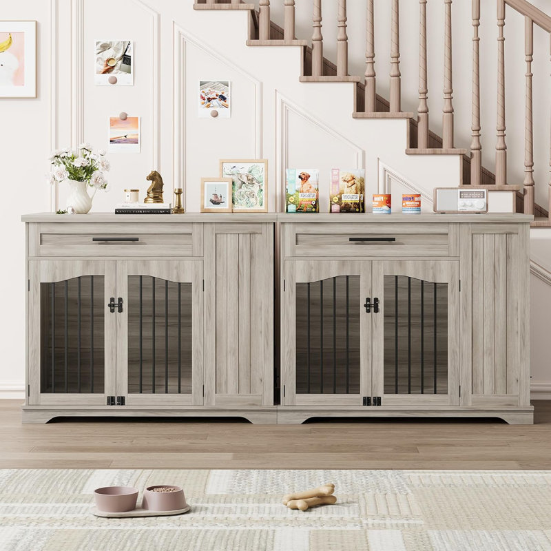 Meuble de caisse moderne pour chien, meuble d'intérieur en bois pour chenil avec tiroir et rangement latéral, meuble télé décoratif pour table d'appoint